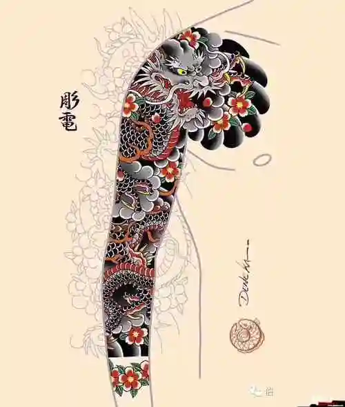 龙花臂手稿,花臂手稿_大山谷图库