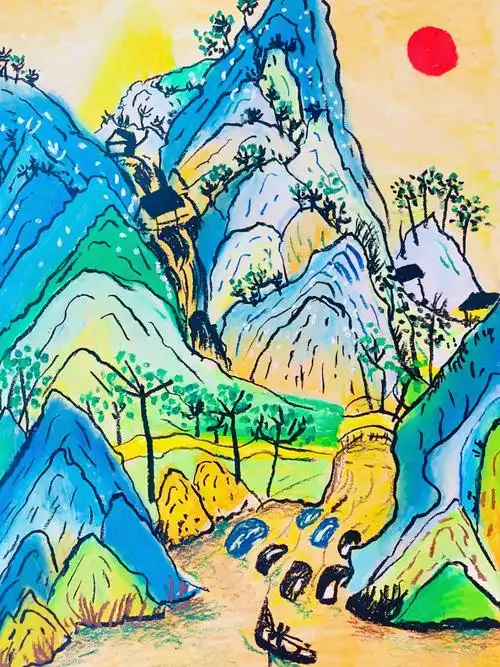 千里江山图油画棒