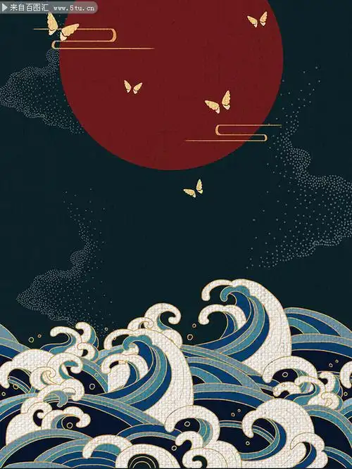 中国风海浪海报背景下载