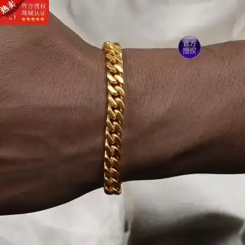 优选grgr 18k金色古巴链手链男女嘻哈情侣款同款欧美流行 cuban link