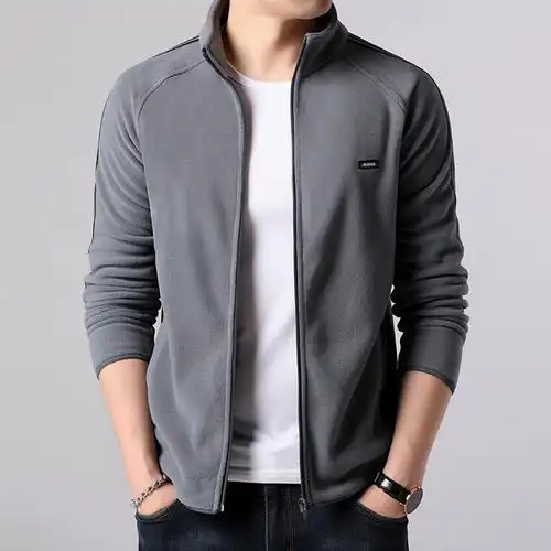 秋冬季新款立领纯色运动夹克男青年韩版休闲男装春秋款摇粒绒外套夹克