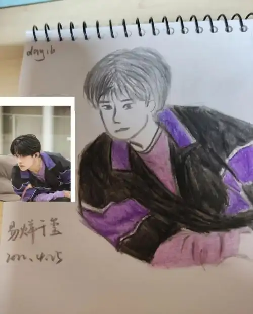 上了个色紫色的四字弟弟真好看呀#简笔画  #画画  #彩铅  #易烊千玺