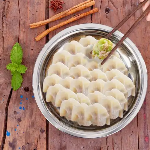 不锈钢饺子盘沥水双层盘装水饺盘子家用盛饺子纯色中式蒸盘