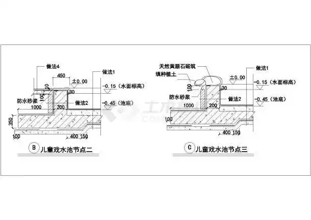 某儿童戏水池设计cad施工详图