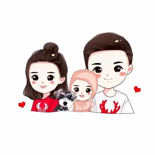 一家三口头像,用手绘头像记录美好瞬间,你喜欢吗?
