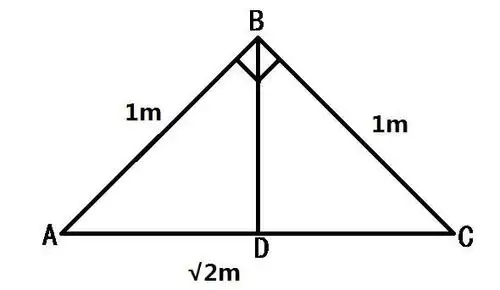等腰直角三角形如腰是1米问底边是多少,怎么算来的?