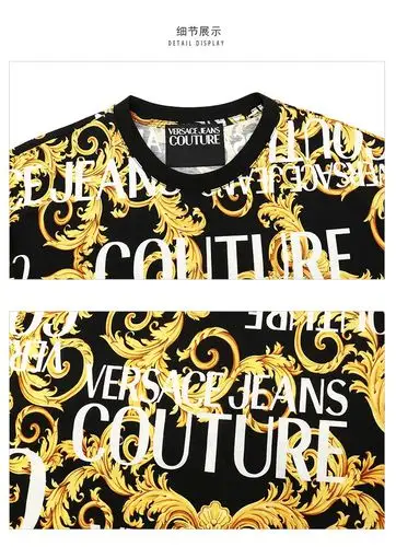 versace jeans couture范思哲19秋冬男士短袖t恤 b3gua7s0s0588 黑色
