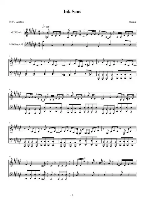 传说之下《ink sans》钢琴谱-akalexy-虫虫钢琴