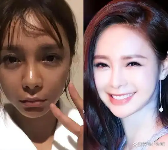 沈梦辰卸妆后,肤色立即变得更加深邃,但她依然保持着绝美的外貌.