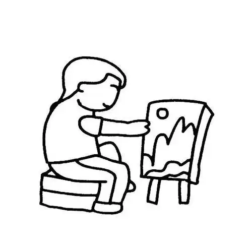 爱画画的小女孩画法人物动作简笔画