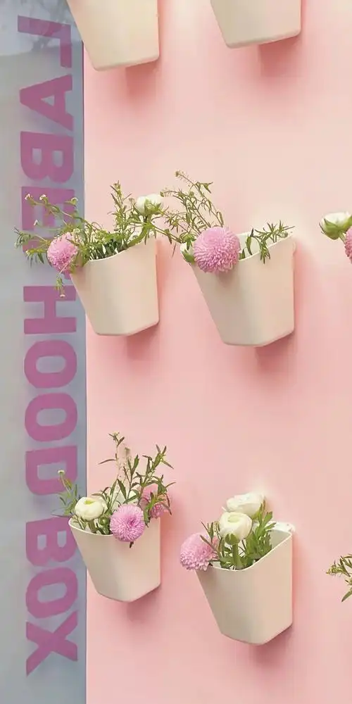 绿色 粉色 高级感 郁金香 壁纸 08mitaobobo