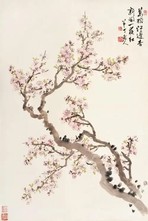 0407杏花立轴纸本