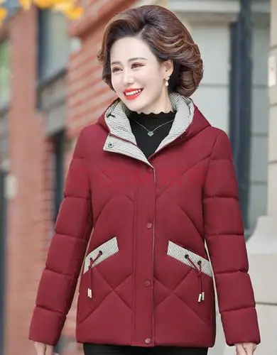 中年女装秋冬装加绒加厚羽绒棉服中老年棉袄上衣时尚网红款时尚网红款