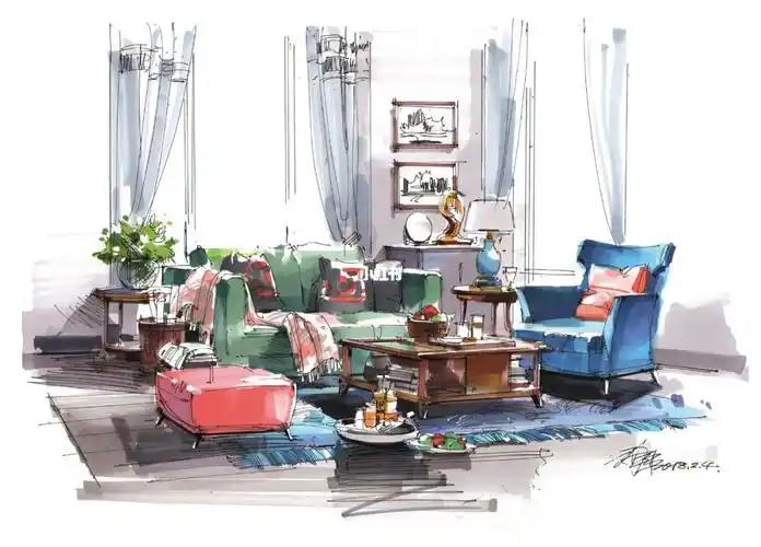 国内顶级马克笔表现专家,著名手绘设计艺术家,高级室内建筑师-沙沛