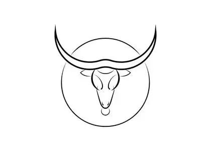 金牛座黑牛头标志设计模板, 手绘简约风格, 矢量查出照片