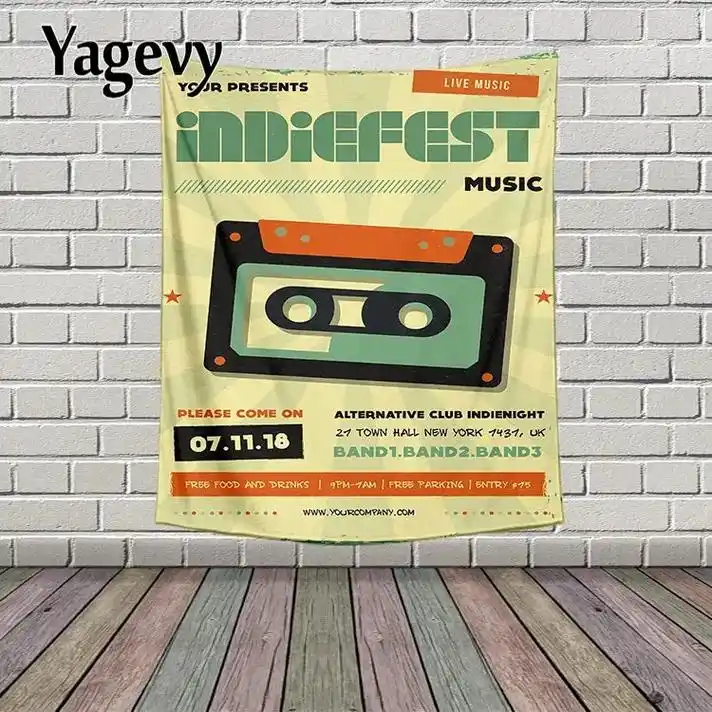 复古音乐磁带装饰布