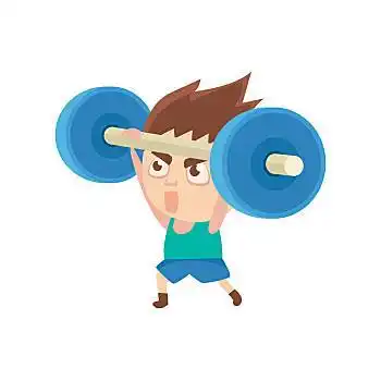 有趣,圆胖,男人,健身房,锻炼,举重,插画,运动,肥胖,人,简单,卡通,绘画