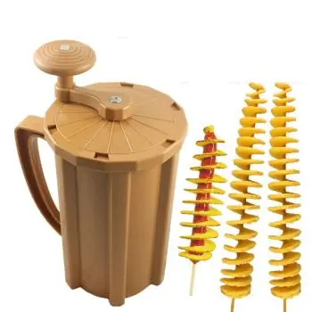 商用土豆机 旋转旋风薯塔机龙卷风半自动拉伸手摇手动薯片机