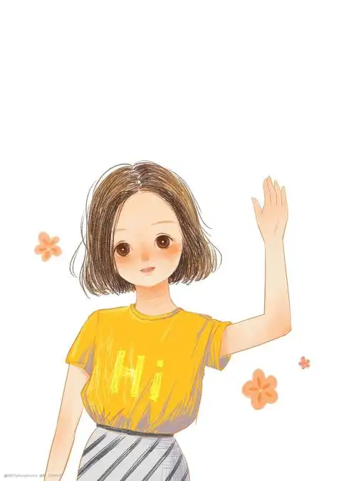 手绘元气早安少女