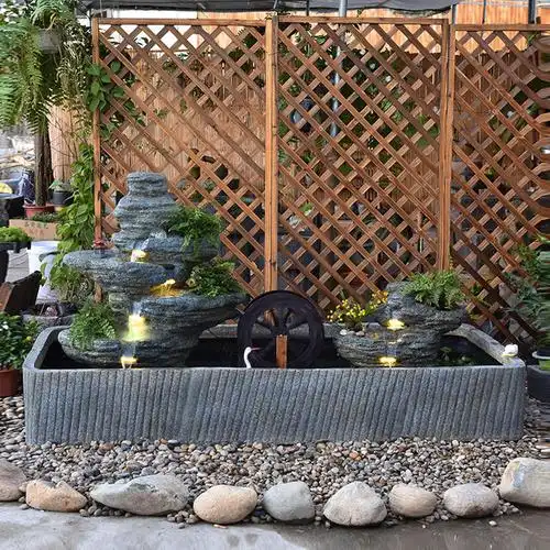 大型室内户外假山流水景观喷泉庭院阳台别墅酒店山水盆景瀑布鱼缸