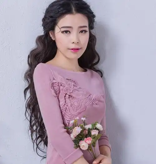女生长发烟花烫发型图片