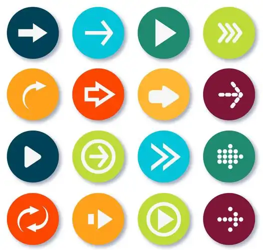 16款彩色精致圆形箭头图标矢量图