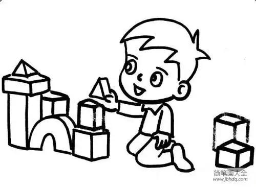 建构积木搭建简笔画