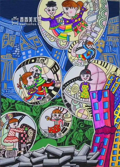 一等奖获奖科幻画《诺亚方舟——再生空间手环》