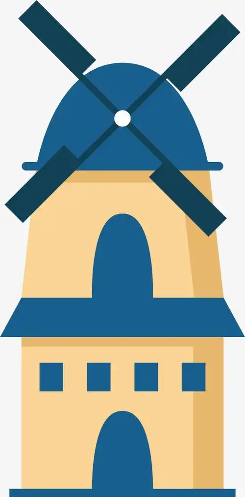 矢量图黄色的风车房