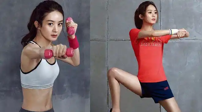 赵丽颖健身网上还有很多人喜欢将赵丽颖的马甲线和其他女明星进行对比
