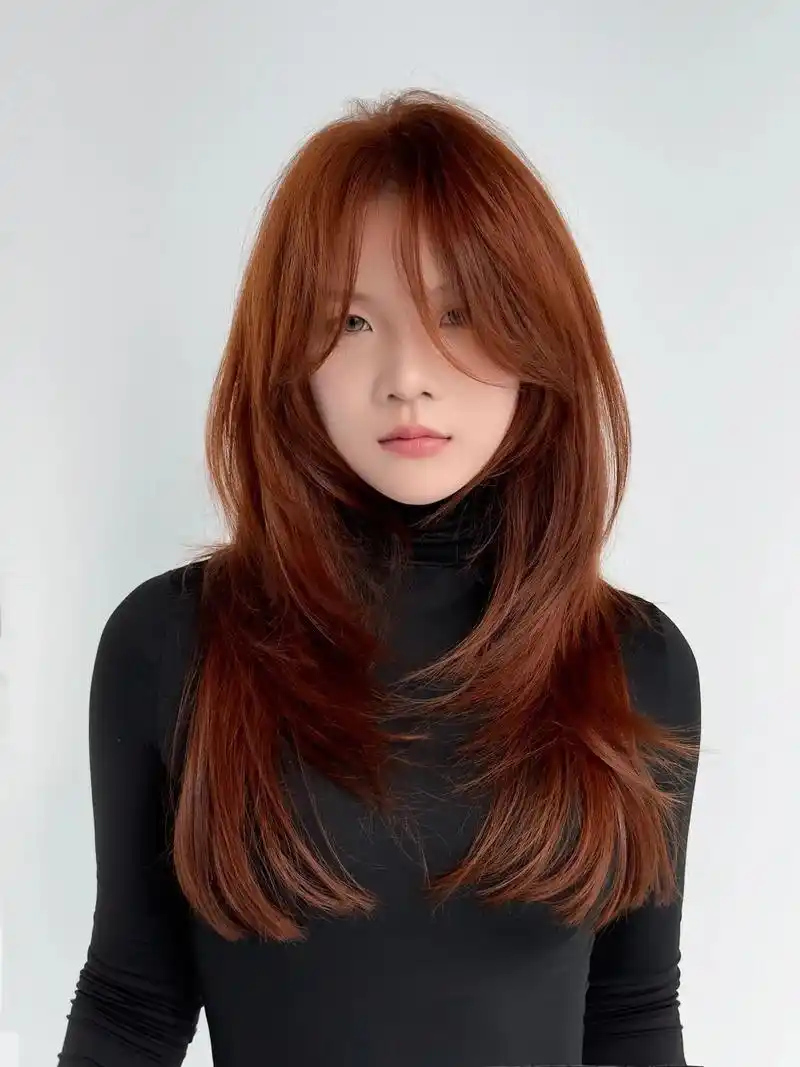 圆脸长发女生发型推荐,高层次氛围感瘦脸动感长发发型,显瘦提亮 - 抖