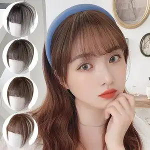 空气刘海假发片全手工自然轻薄无痕前额3d法式齐斜两用刘海补发块