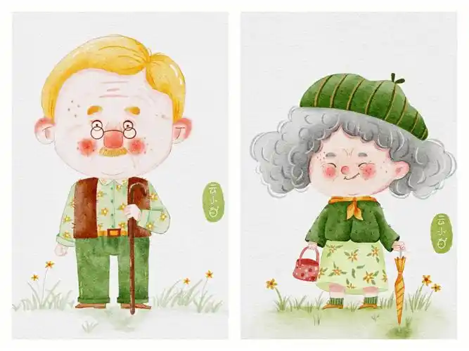 78ipad仿水彩人物一对老夫妻