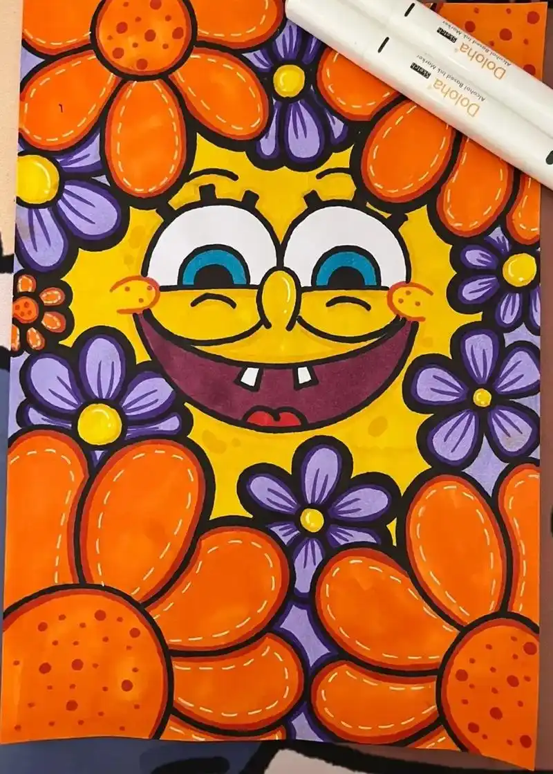 创作灵感 #海绵宝宝简笔画 #一学就会系列 #画画 适合7 - 抖音