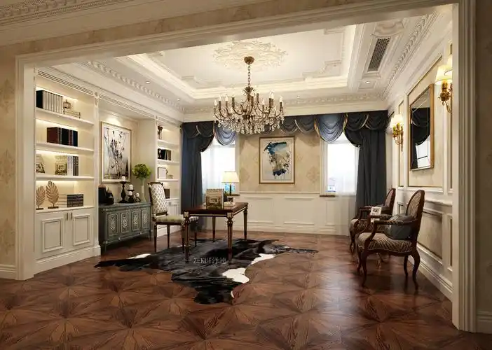 豪华欧式别墅书房装修效果图