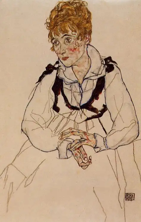 艺术再现艺术家的妻子坐通过egonschiele18901918australi