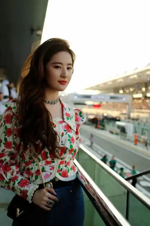 刘亦菲体验阿布扎比代言人##刘亦菲阿布扎比九宫格随拍##刘亦菲f1