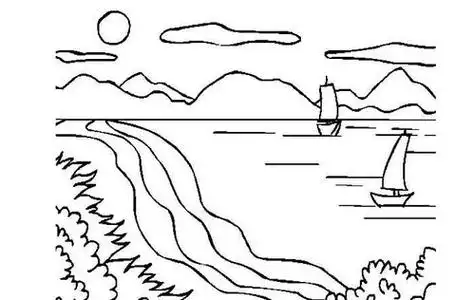 简笔画大海简笔画大海和岸边的画