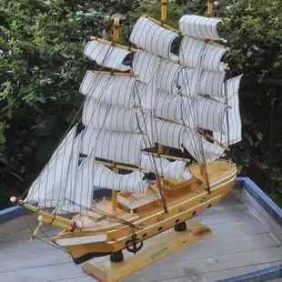 大号实木帆船 地中海风格家居饰品 创意家居礼品工艺品010
