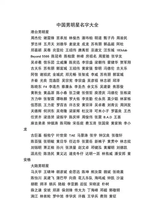 所有男明星名字大全(今日推荐458个),中国男明星名字大全