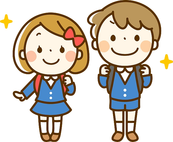 卡通 人物 男生 女生 学生 校服