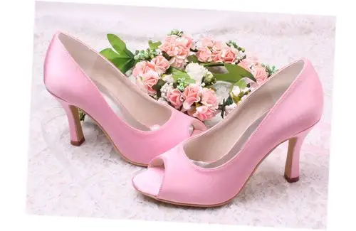 苏丹琪女鞋2013粉红色鱼嘴甜美公主绸缎婚鞋新娘鞋伴娘鞋单鞋