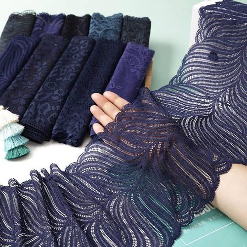 藏蓝藏青色加宽加厚弹力蕾丝花边衣服连衣裙高档下摆宽辅料手工