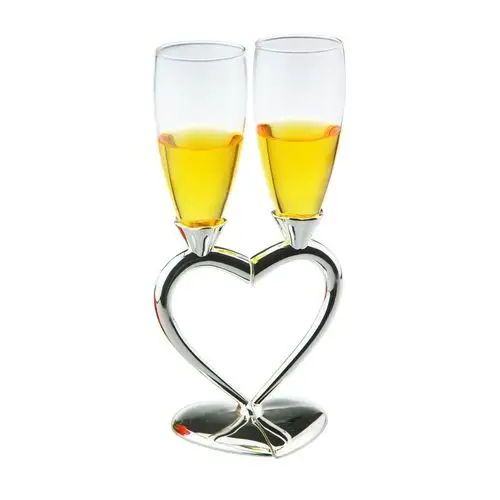 弗莱文茨 包银交杯酒杯品味高脚杯心形婚礼酒杯香槟杯水晶玻璃酒杯对