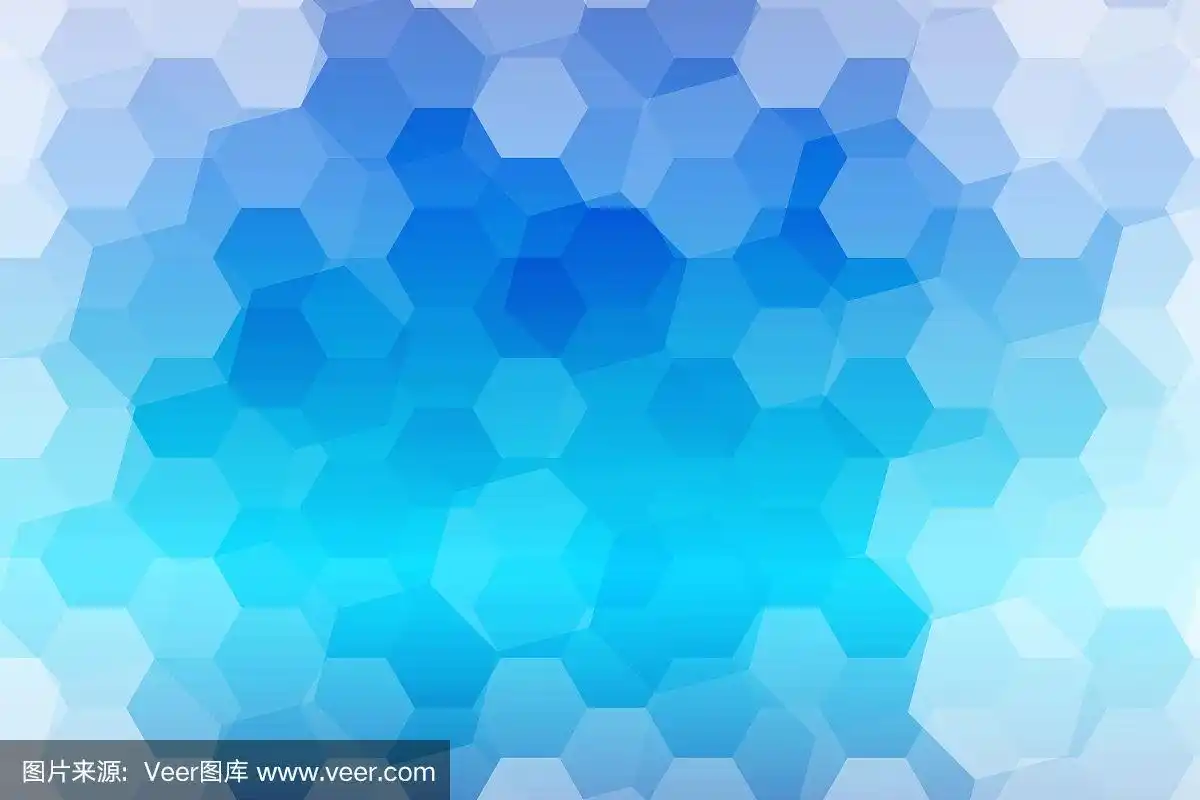 六边形的水蓝色背景.带有梯度的几何图案.向量.