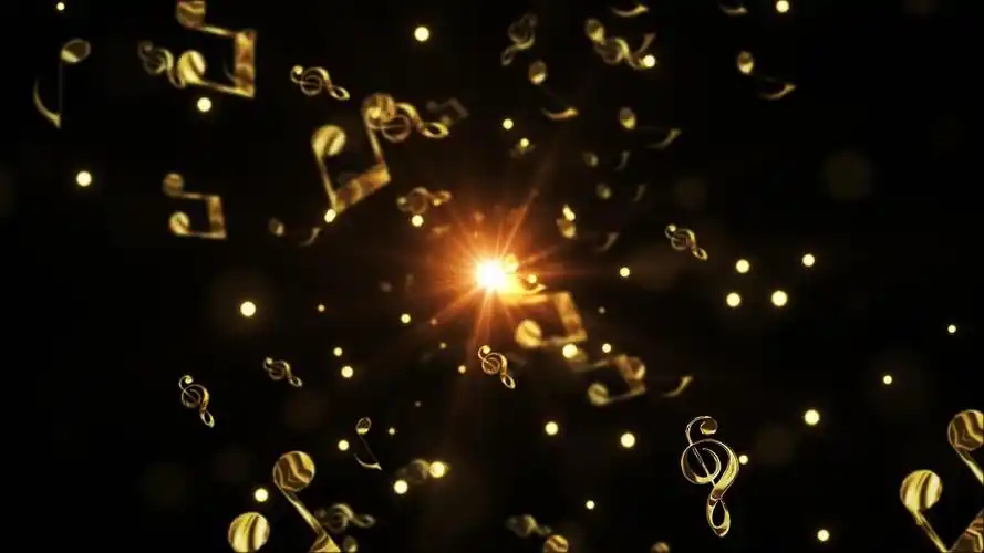 4k动态金色音符粒子光效冲屏背景视频唱歌舞台背景