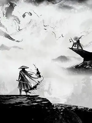 中国风霸气水墨风招聘海报背景黑白