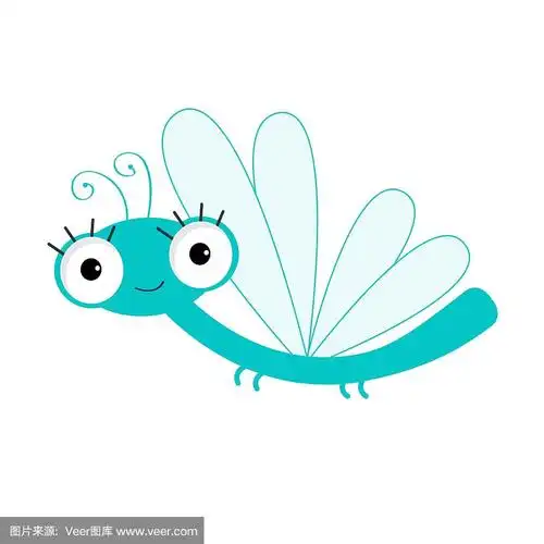 可爱的卡通人物蜻蜓昆虫孤立