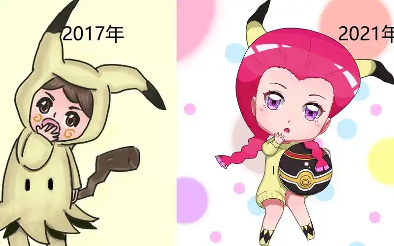 【宝可梦同人】旧图重绘 q版武藏绘画过程