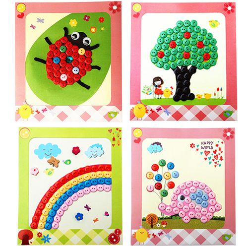 纽扣画创意纽扣diy贴画材料包儿童益智手工装饰扣子画幼儿手工